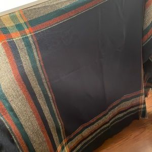 Navy and plaid blanket scarf